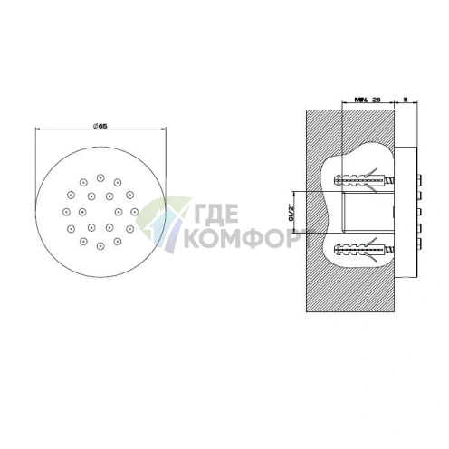 Боковая форсунка Gessi в хромированном исполнении (32971#031) - фото 2