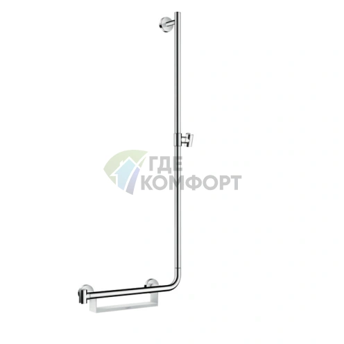 Штанга для душа HG Unica Comfort 1100 мм с полочкой и регулируемым держателем, белый/хром (26404400) - фото 1