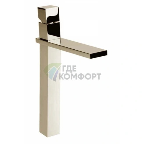 Смеситель для раковины Bossini Cube однорычажный с высоким изливом и заглушкой 1 1/4, цвет шлифованный никель (Z004303.094) - фото 1