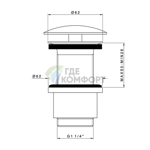 Донный клапан свободного слива 1 1/4 Nicolazzi (Золото) (5556GO) - фото 1