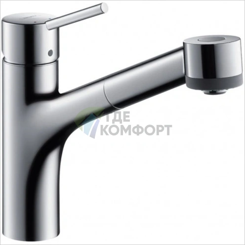 Кухонный смеситель Hansgrohe Talis M52 с выдвижным душем и поворотным изливом (73860000) - фото 1