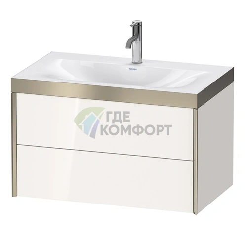 Тумба подвесная Duravit XViu с раковиной, 2 ящика, белый глянцевый/champagne matt (XV4615OB122P) - фото 1