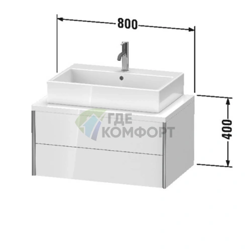Столешница Duravit Universal с отверстиями под раковину и смеситель 1600x550 мм, белый глянец (UV102C12222 160см) - фото 2