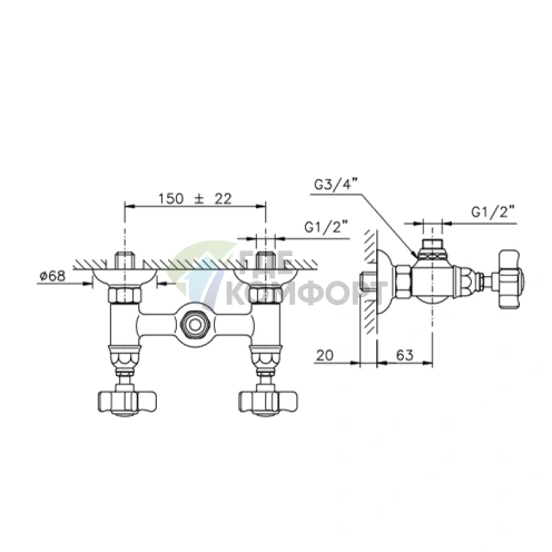 Смеситель для душа Nicolazzi Dames Anglaises настенный, тёмная бронза (1425DB18) - фото 2