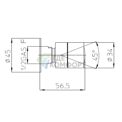 Форсунка душевая боковая Bossini Tondo Mas 34, латунь, массажная струя, хром (I00147.030) - фото 2