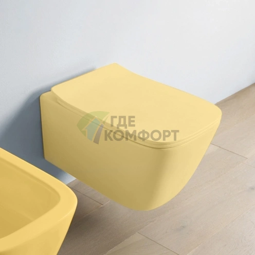 Подвесной унитаз ARTCERAM A16 безободковый, 525x360 мм, цвет Zync Yellow (комплект с креплением) (ASV003 12 00) - фото 1