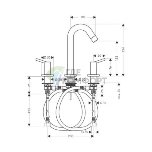 Смеситель для раковины Hansgrohe Focus 100 с донным клапаном, хром (31937000) - фото 2