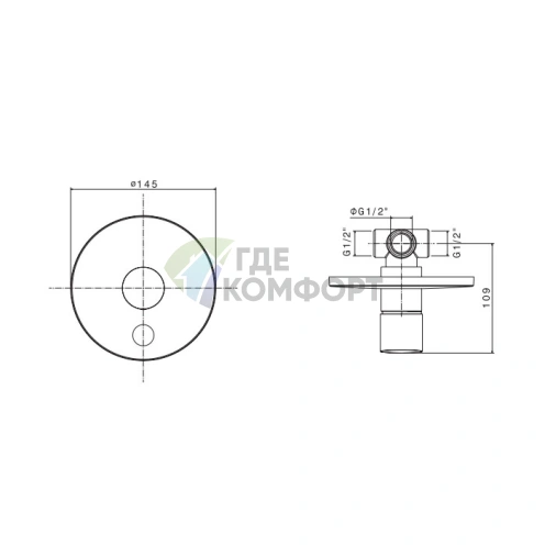 Смеситель AZZURRA LINEA встраиваемый для двух источников воды, хром (AZ 94cr) - фото 2