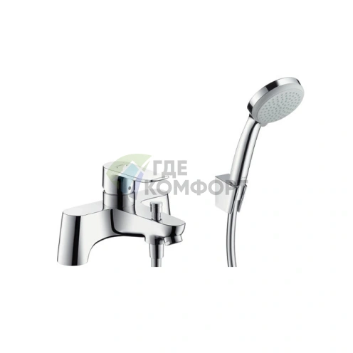 Смеситель для ванны Hansgrohe Metris с вакуумным переключателем и ручным душем Croma 100 Vario, хром (31422000) - фото 1