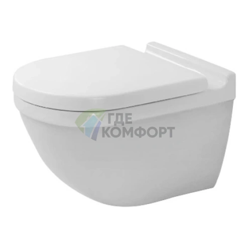 Унитаз подвесной Duravit Starck 3 безободковый, 540x360 мм, с системой крепления Durafix (белый) (2527090000) - фото 1