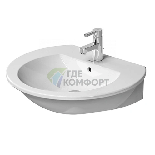 Раковина Duravit Darling New с тремя отверстиями под смеситель 600x520 мм белого цвета (2621600030) - фото 1