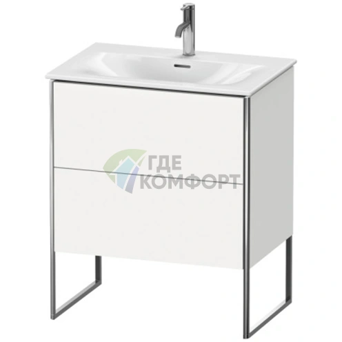 Напольная тумба Duravit XSquare под раковину с двумя ящиками, цвет White High Gloss (XS452302222) - фото 1