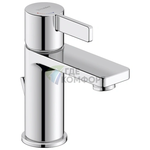 Смеситель для раковины Duravit D-Neo с донным клапаном и EcoStart, хром (DE1011001010) - фото 1