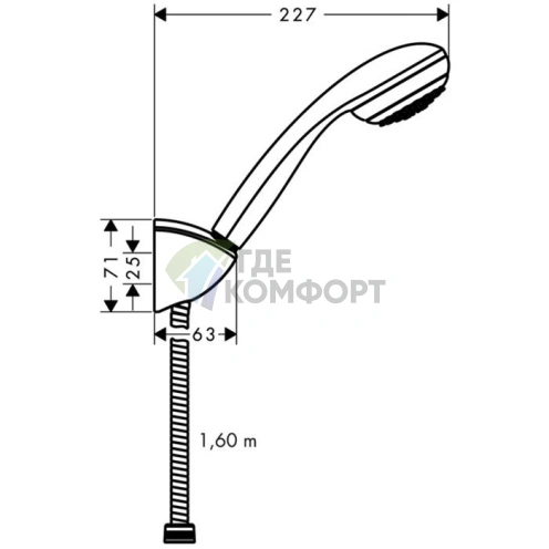 Душевой набор HG Croma 85 Mono с ручным душем, держателем и шлангом 1,6 м в цвете хром (27577000) - фото 2