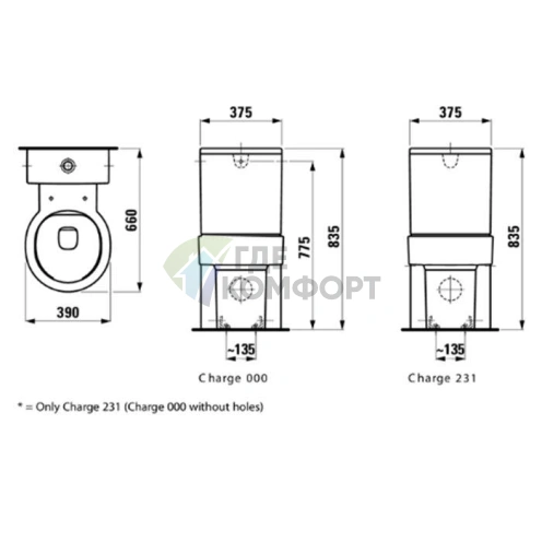 Бачок для моноблока Laufen VAL с механизмом слива и задним подводом (8.2928.1.000.871.1) - фото 2