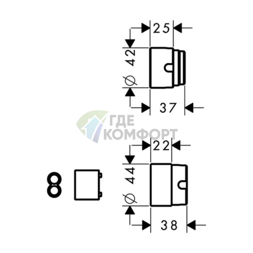 Набор для удлинения Hansgrohe 25 мм для скрытых смесителей раковин (31971000) - фото 2