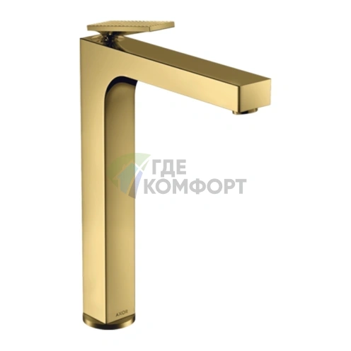 Смеситель для раковины AX Citterio 280 с термостатом и незамковым сливом в полированном золоте (39151990) - фото 1