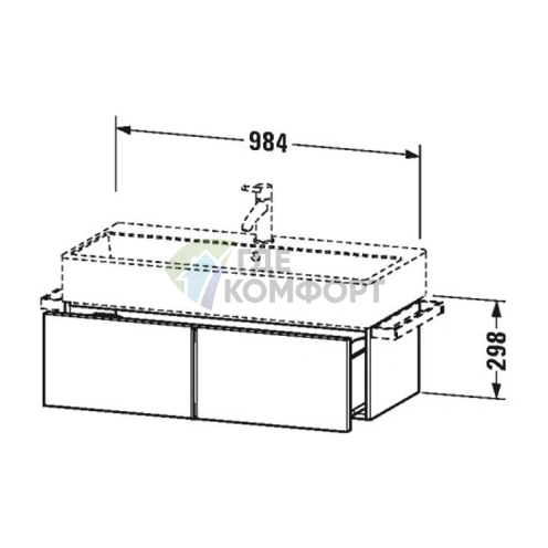Тумба под раковину Duravit VA 298x984x431 с выдвижным ящиком в цвете американский орех (VA612801313) - фото 2