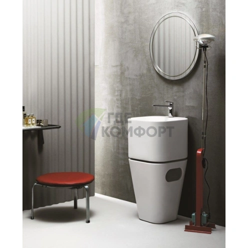 Подвесная раковина AZZURRA TANDEM 44x43 см с бельевой корзиной, белый - фото 6