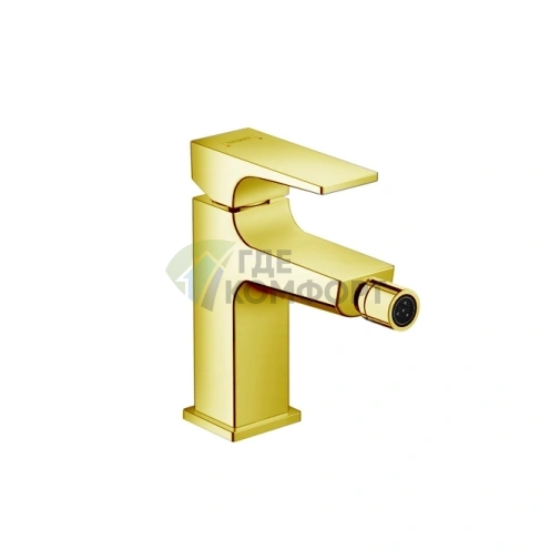 Смеситель для биде Hansgrohe Metropol золото: на 1 отверстие с донным клапаном, излив 129 мм (32520990) - фото 1