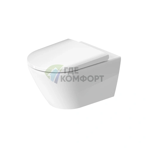 Унитаз подвесной Duravit D-Neo безободковый белый с сиденьем (0021690000) (2577090000+0021690000)) - фото 1