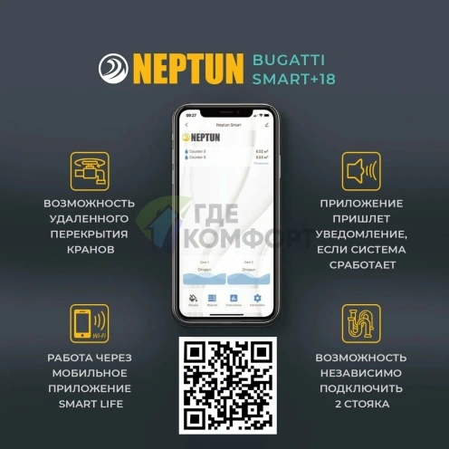 Система защиты от протечки воды Neptun Bugatti Smart+18 3/4