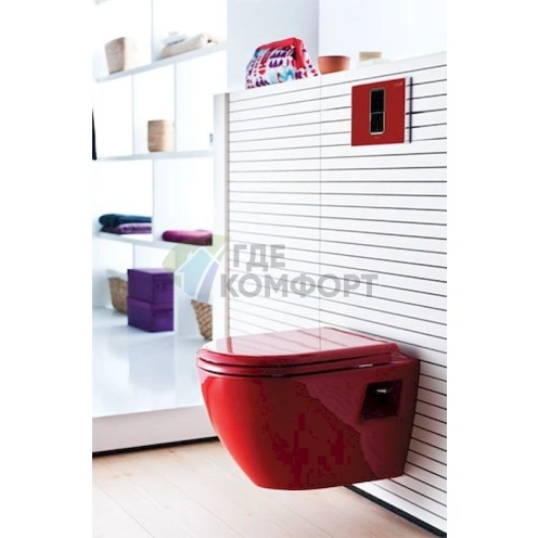 Стильный подвесной унитаз Creavit Terra в красном цвете - фото 3