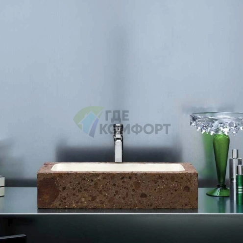 Раковина Azzurra Civita чаша прямоугольная 60x34см из горной породы tufo - фото 1