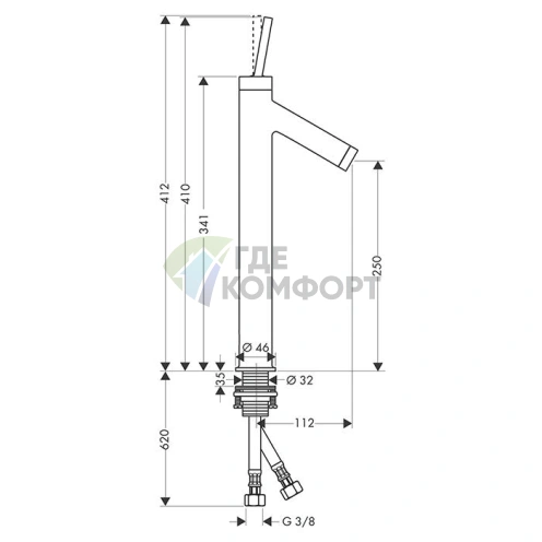 Смеситель для раковины AX Starck полированный черный хром (10129330) - фото 2