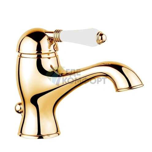 Однорычажный смеситель Nicolazzi P.m. Blanc для раковины с донным клапаном, золото (3402GB76) - фото 1