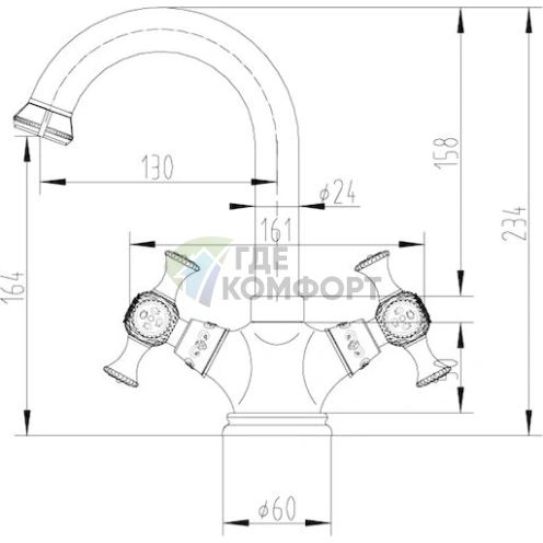 Смеситель Zorg Antic для раковины однорычажный хром - фото 2