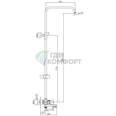Душевая стойка Rush ST4235-40 угловая с верхним лейкой - фото 5