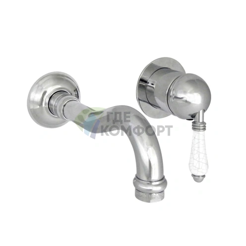 Однорычажный встраиваемый смеситель Nicolazzi P.m. Blanc A с изливом 175 мм и ручками из состаренной керамики в хроме (3478CR76A) - фото 1