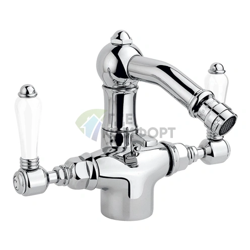 Смеситель для биде Nicolazzi P.M.Blanc с двумя ручками, донным клапаном и изливом 127 мм (хром) (1434CR78) - фото 1