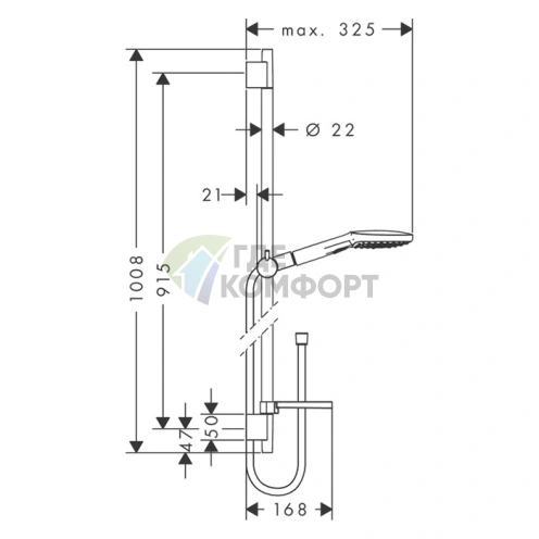 Душевой набор HG Raindance Select E: 3 режима, EcoSmart, белый/хром (26623400) - фото 2