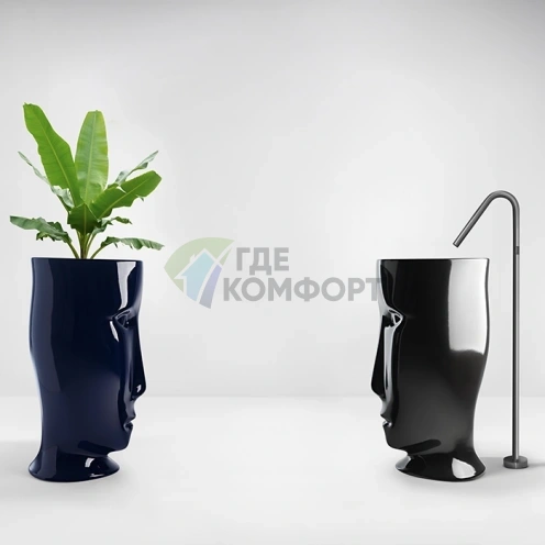 Раковина Kerasan Artwork MOLOCO: свободностоящая, слив в стену, черный глянец (474004) - фото 2