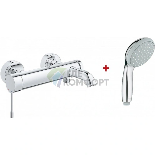 Комплект для ванной Grohe Essence New: смеситель для ванны с душем и душевая лейка Tempesta New 100 - фото 1