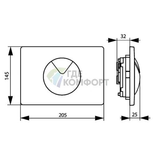 Кнопка смыва Sanit S702 16.702.81 хром - фото 2