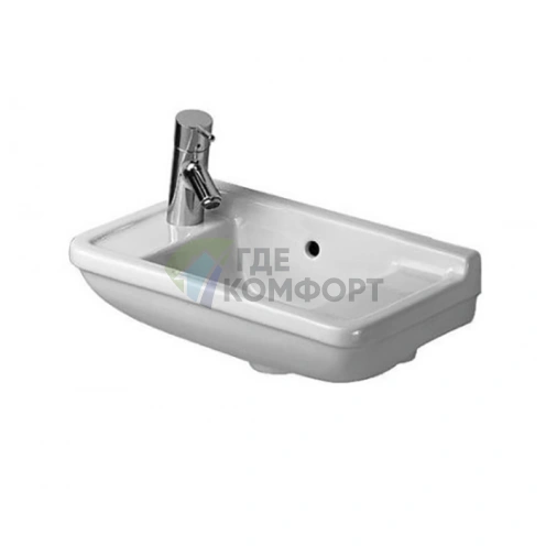 Белая подвесная раковина Duravit Starck 3 500x260 мм с переливом и отверстием слева (751500009) - фото 3