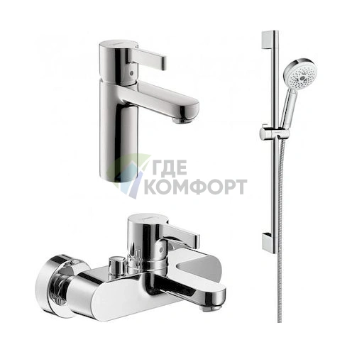 Комплект сантехники Hansgrohe Metris: смесители для ванны, раковины и душевой гарнитур - фото 1