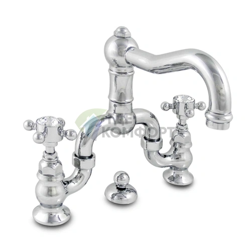 Смеситель для раковины Nicolazzi Half Dome Crystal мостовой на 3 отверстия, хром (1419CR93) - фото 1