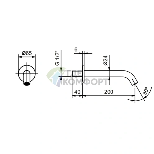 Излив для раковины Fantini Nostromo, настенный, 20 см, хром (50 02 8430) - фото 2