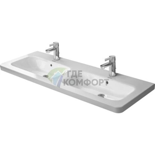 Двойная раковина Duravit DuraStyle 1300 мм с переливом и тремя отверстиями под смеситель (2338130030) - фото 1
