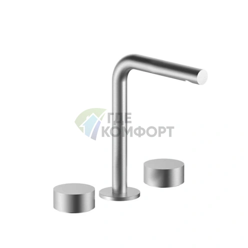 Смеситель для раковины Fantini AF/21 с тремя отверстиями, матовой сталью и высоким изливом (27 93 A206WF) - фото 1