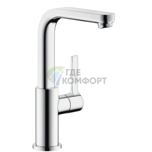Смеситель для раковины Hansgrohe Metris S с донным клапаном, поворотным изливом 138 мм (хром) (31159000) - фото 1