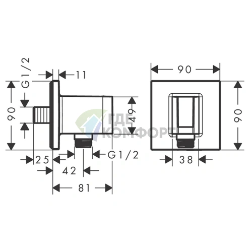 Надежный держатель для насадки душа HG: хром (26889000) - фото 2
