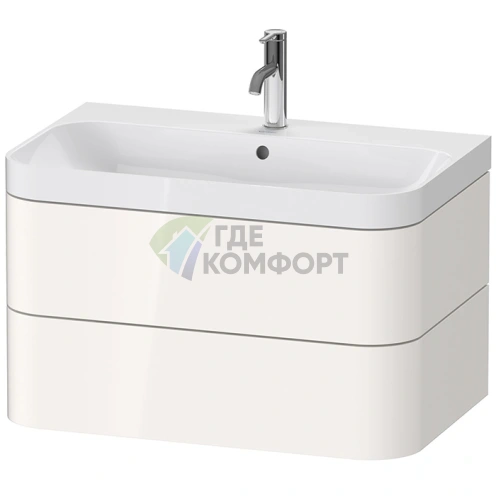Подвесная тумба Duravit Happy D.2 Plus с умывальником и двумя ящиками, белая глянцевая (HP4347O2222) - фото 1