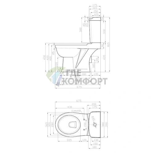 Унитаз-компакт Della Boston Super Plus в элегантном золотом цвете «Джаз» - фото 2