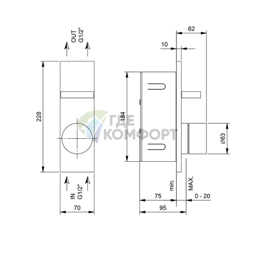 Встраиваемый смеситель для душа Fantini AK/25 Matt Gun Metal PVD (48P5T085B) - фото 2
