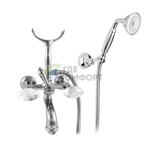 Смеситель для ванны Nicolazzi Cristallo Di Rocca с переключателем душ/ванна и комплектом душа (2102CR09C) - фото 1